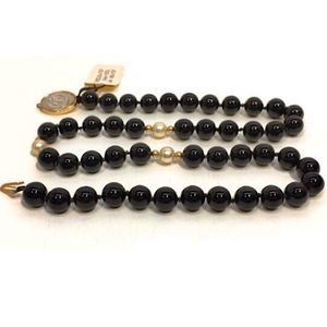 Black Onyx 14k Gold & Cultured Pearls Necklace NWT